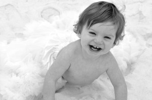 smiling baby cropped in bw